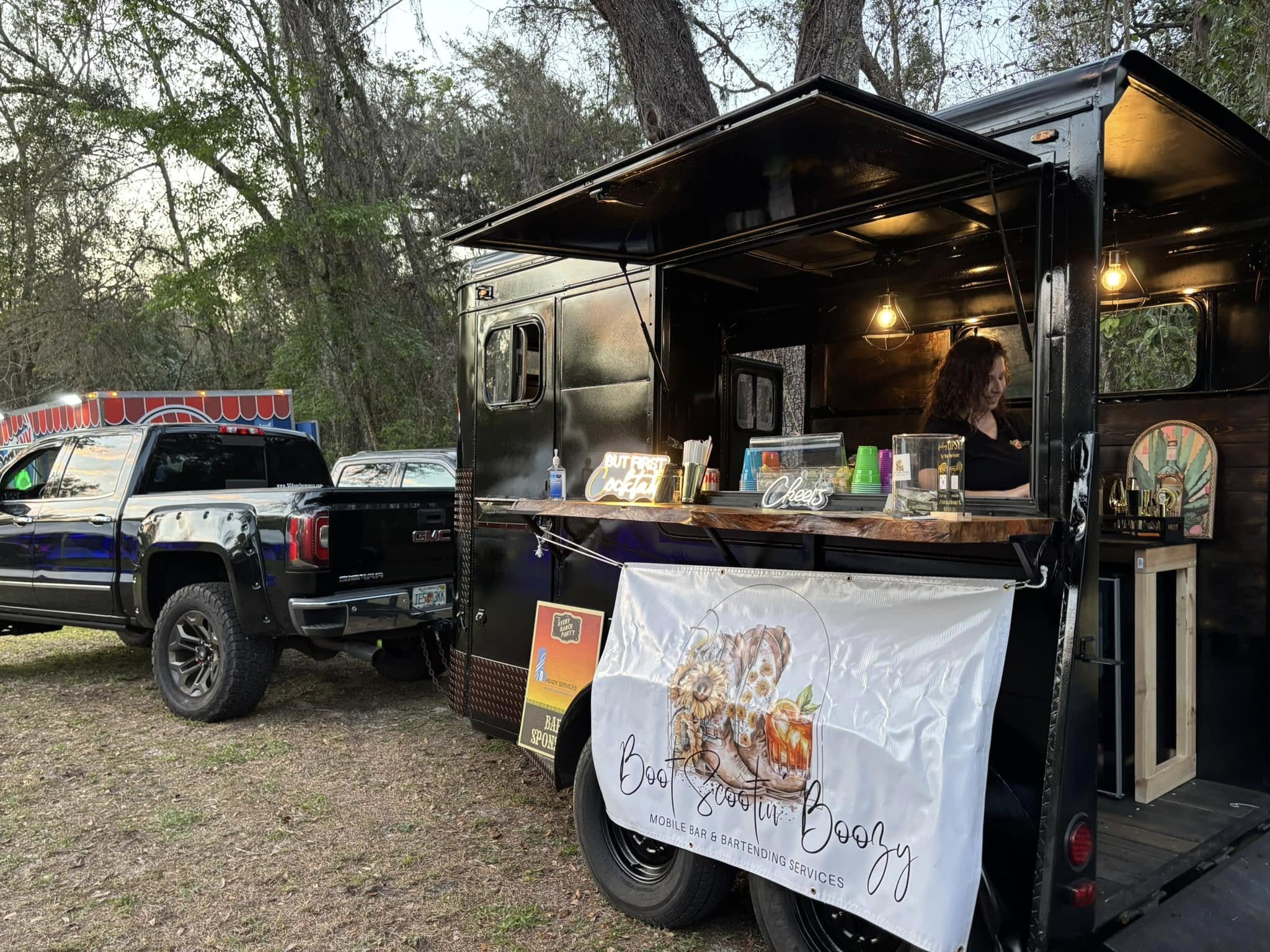 Boot Scootin' Boozy horse trailer at an event
