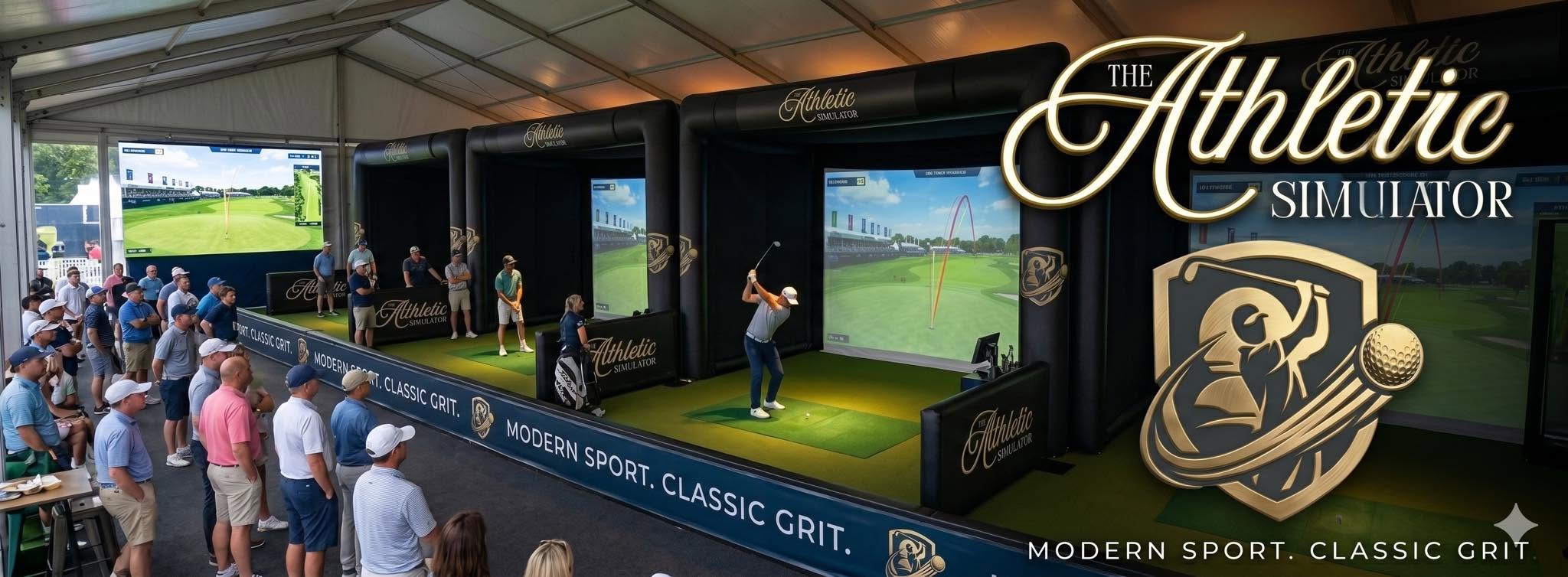 The Athletic Simulator golf bays at an event